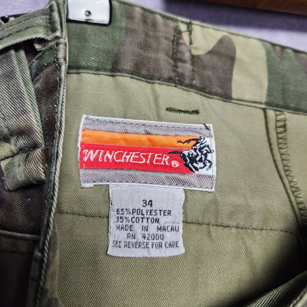 Winchester Mens Camo Cargo Pants 34 Woodland Tactical Hunting Button Fly - Picture 5 of 16